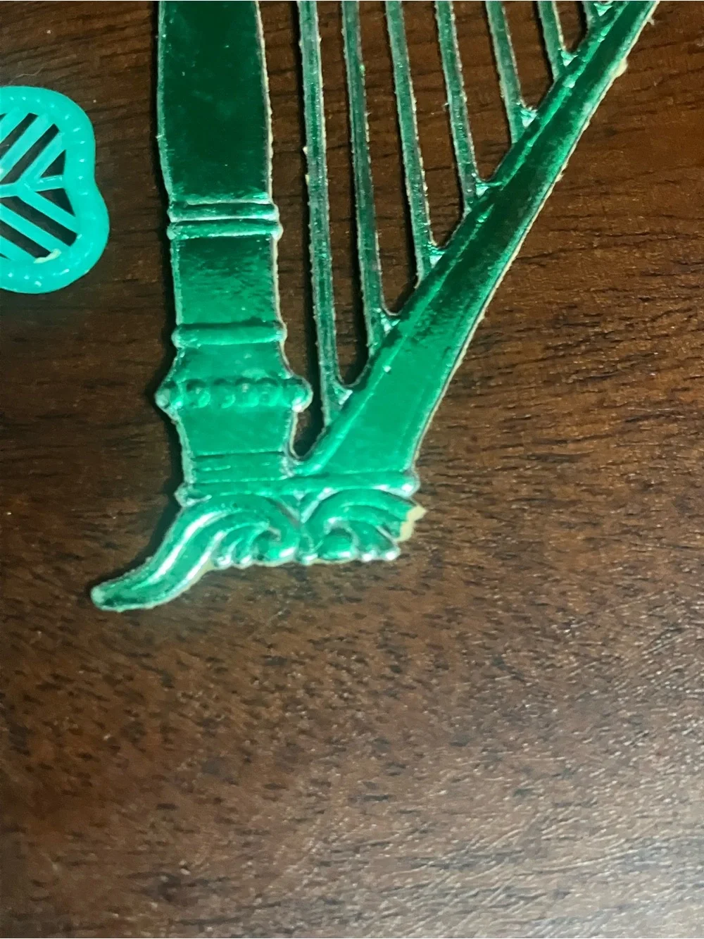 Lot of Vintage St. Patrick's Day Shamrock Cupcake Toppers & Paper Harp